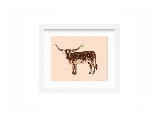 Longhorn Martini Framed