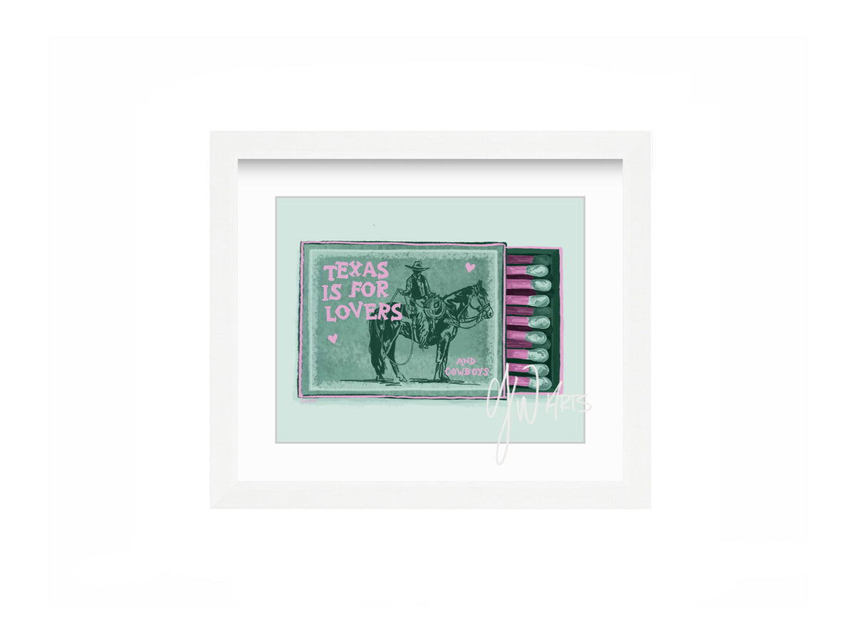 Texas is for Lovers Green Matchbox Framed